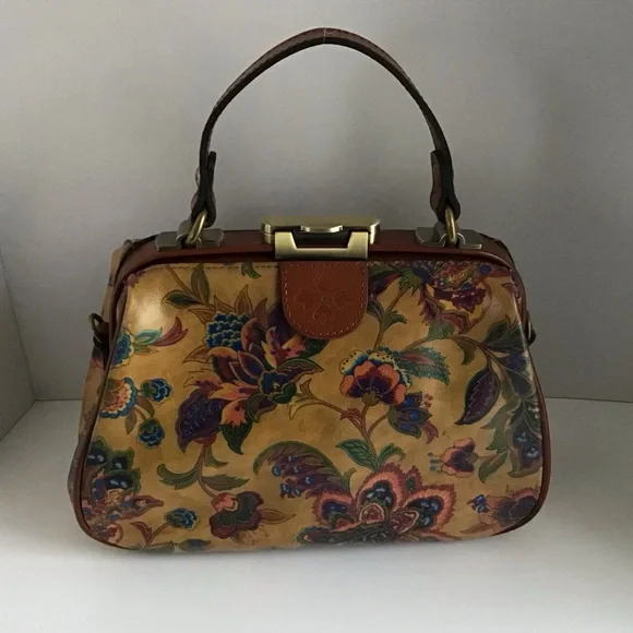 Patricia Nash Gracchi French Tapestry Bag Handbag Crossbody Brown Leather - Picture 1 of 16